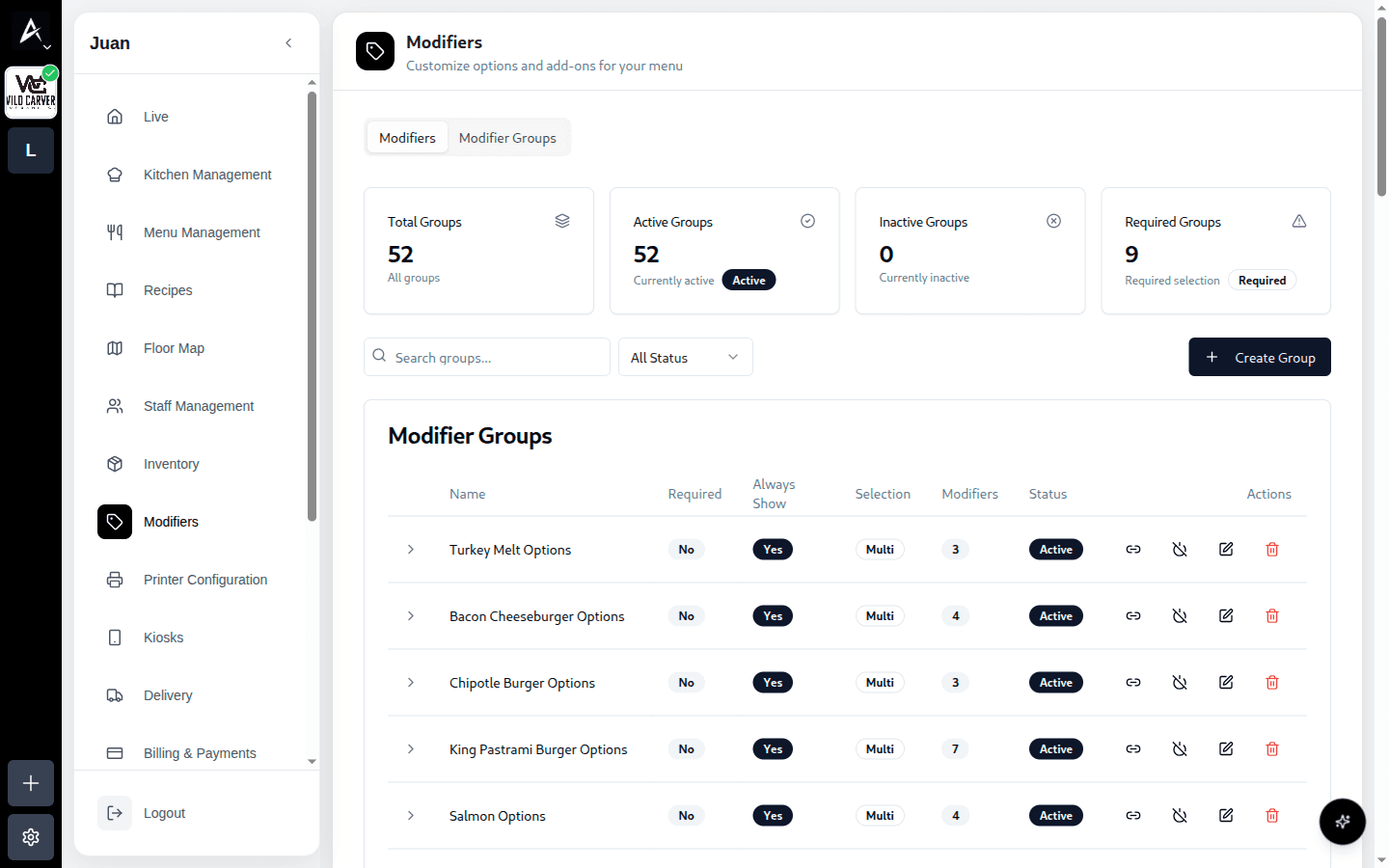Tab Modifier Groups