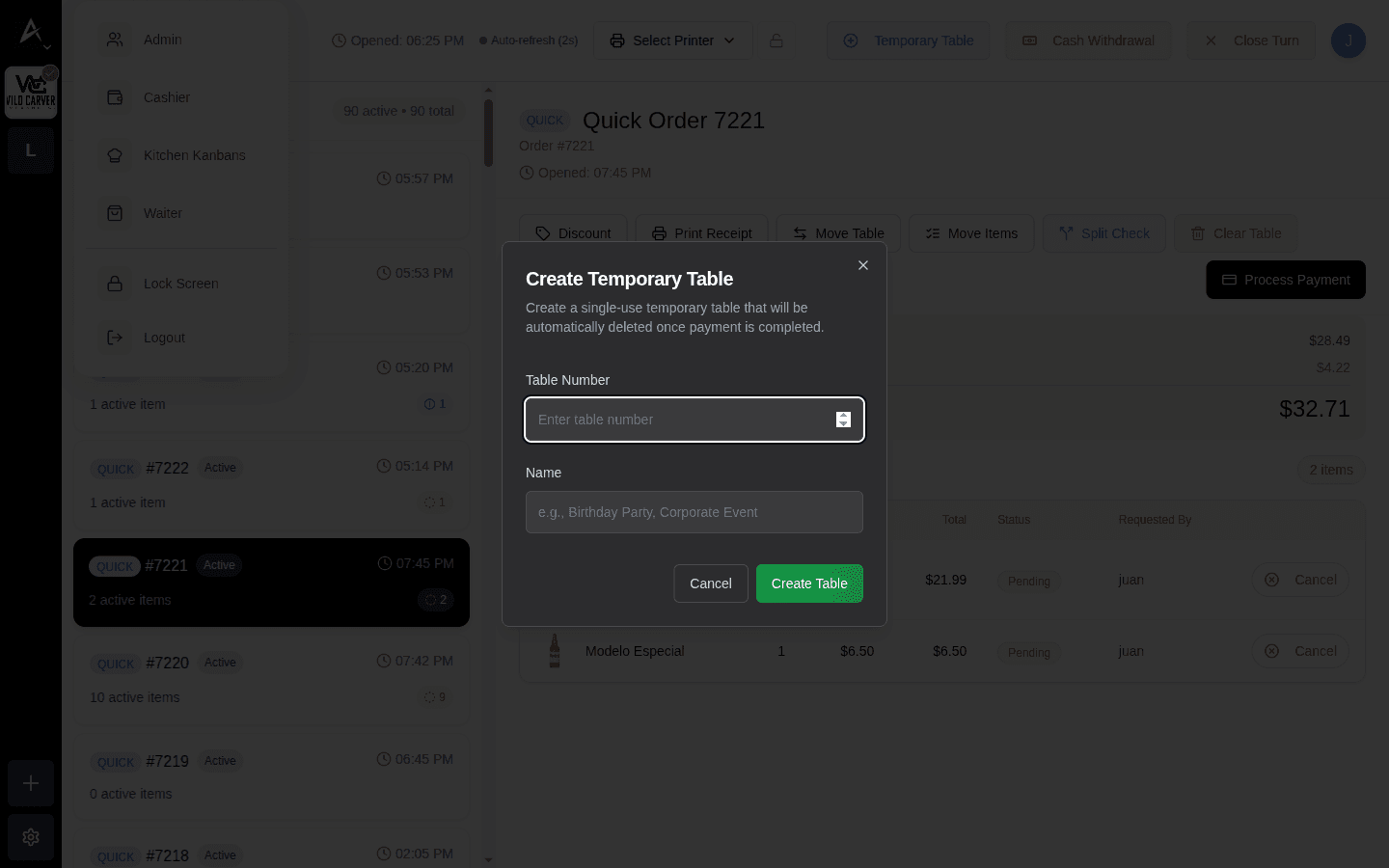 Modal Create Temporary Table