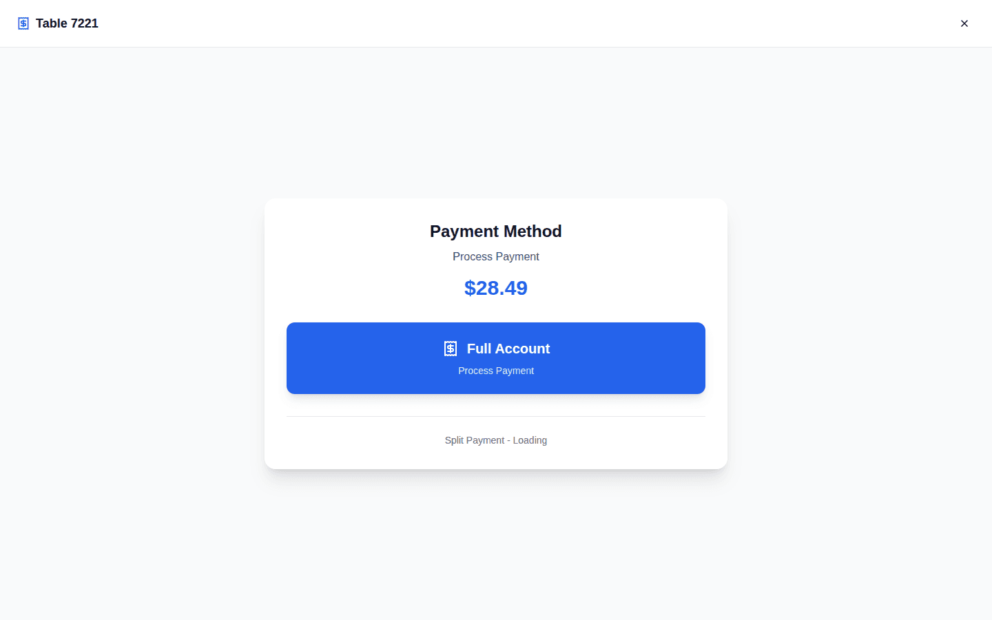 Selección Full Account o Split Payment